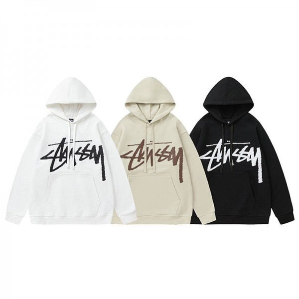 Stussy ステューシーハイブランドプルオーバーパーカー偽物スウェットハイブランド秋冬レディースメンズ裏起毛プルオーバーブランドブランドスウェット上着ゆったりS-3XL