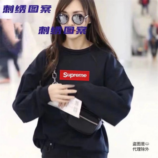 シュプリーム パーカー 刺繍ロゴ おしゃれ Supreme ブランド トレーナー 男女通用 スウェットシャツ 薄手 カジュアル 裏起毛 暖か 丸首 Tシャツ 高品質 シンプル コットン 大人気 セレブ愛用 M~5XL