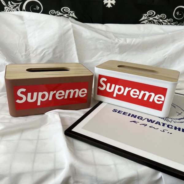 ブランドSupremeティッシュケース 竹蓋付き ティッシュボックス 防水 シュプリーム デスクトップ ティッシュ収納 部屋 車用ペーパーボックス 客厅 オフィス 洗面台 雰囲気を演出