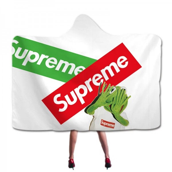 ファッション ブランド シュプリーム 毛布 着る毛布 帽子付き supreme ブランケット 掛け毛布 防寒 冷房対策 お昼寝 毛布 男女兼用 マント お昼寝用 裏フリース毛布 暖かい 流行り 人気 おしゃれ