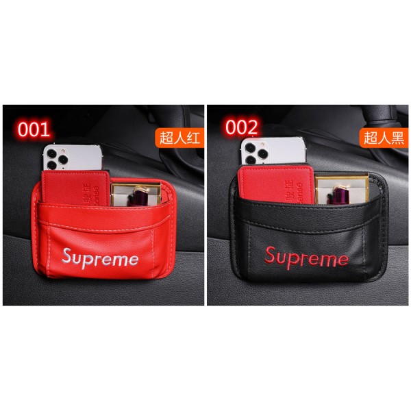 Supreme ブランド シュプリーム  車用ティッシュカバー ボックス 車載 サンバイザー 収納 ティッシュケース+カード入れ 車載ペーパーケース カード札収納 簡単 便利 車内収納 レザー