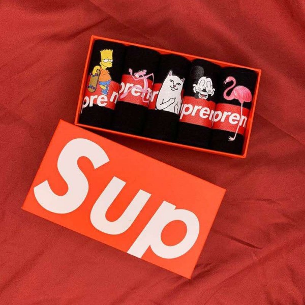 Supreme シュプリームハイブランド ソックス 綿製レディース向け 靴下 かわいいコットン 靴下 メンズ 通気性上質な コットン ソックス くつした