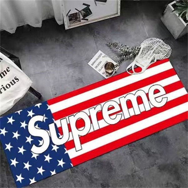 Supreme シュプリームブランドラグマット カーペット ムートンマット 滑り止め付 柔らかい シープスキン 厚手 手触り優しい ふわふわ 折り畳み 洗える 抗菌 防ダニ 北欧 キャンプ 冷房 床暖房対応 70 * 140cm フェイクド・フォックス・カラー