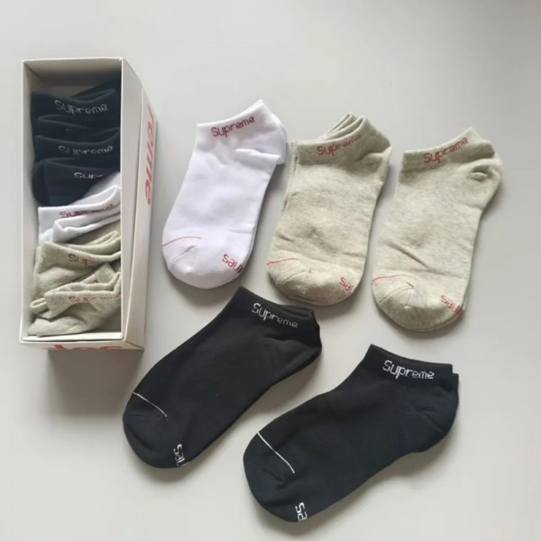 Supreme シュプリームハイブランド ソックス 綿製コットン 靴下 メンズ 通気性ブランドミドルソックス 高品質浅口ソックス 女の子好き 韓国