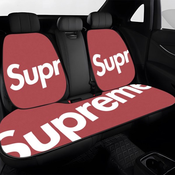 ブランドSupremeカーシートクッション 車の座布団 シュプリーム車用 シートカバーセット カーシートカバー シートクッション 前座席用2枚+後部座席用1枚 超通気性 運転 クッション 柔らかい 滑り止め 