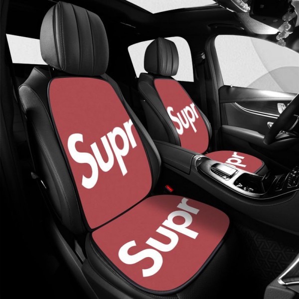 ブランドSupremeカーシートクッション 車の座布団 シュプリーム車用 シートカバーセット カーシートカバー シートクッション 前座席用2枚+後部座席用1枚 超通気性 運転 クッション 柔らかい 滑り止め 
