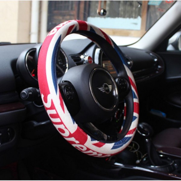 シュプリームブランドSupreme ハンドルカバー ステアリングカバー 普通車 軽自動車 小型車 エスニック风 フォークロア 麻布 滑り止め 手汗対策 カー用品 手触り O型
