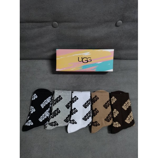 UGG アグハイブランド ソックス 綿製レディース向け 靴下 かわいいコットン 靴下 メンズ 通気性ブランドソックス 男女兼用 ファッション