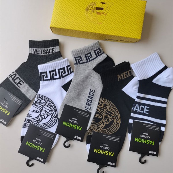Versace ヴェルサーチハイブランド ソックス 綿製ブランド ストッキング 大人気コットン 靴下 メンズ 通気性ブランドミドルソックス 高品質