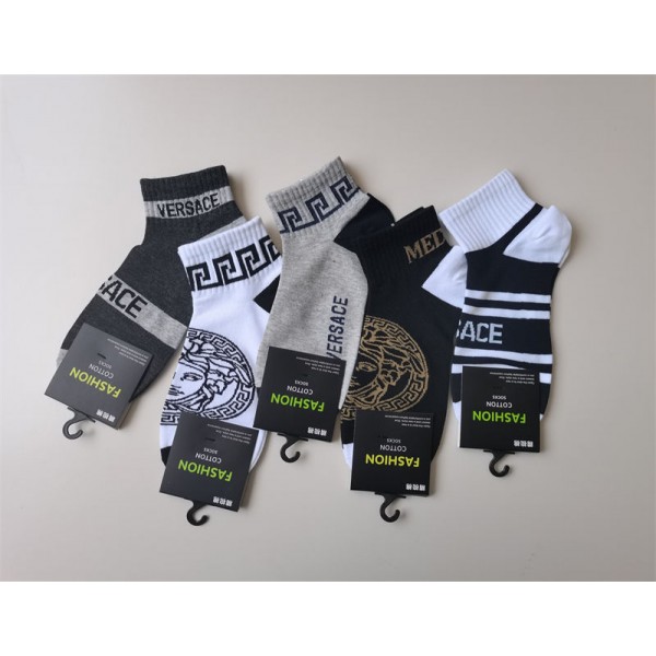 Versace ヴェルサーチハイブランド ソックス 綿製ブランド ストッキング 大人気コットン 靴下 メンズ 通気性ブランドミドルソックス 高品質