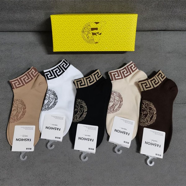 Versace ヴェルサーチブランド ストッキング 大人気コットン 靴下 メンズ 通気性上質な コットン ソックス くつしたブランドソックス 男女兼用 ファッション