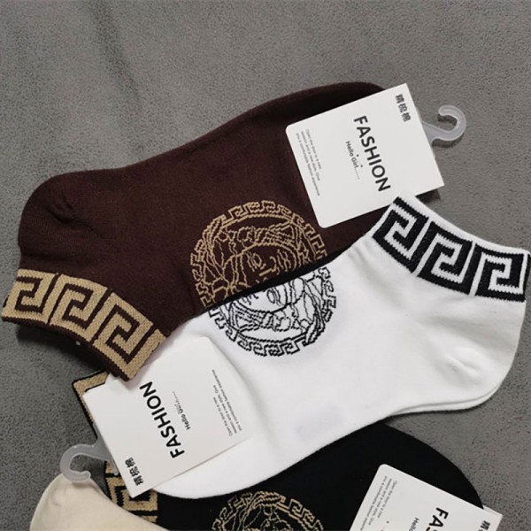Versace ヴェルサーチブランド ストッキング 大人気コットン 靴下 メンズ 通気性上質な コットン ソックス くつしたブランドソックス 男女兼用 ファッション