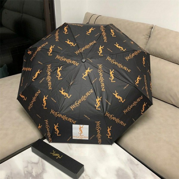 ペア揃い イヴサンローラン 晴雨傘 Umbrella 折り畳み傘 オシャレ ハイブランド YSL 雨傘 プリント柄 日焼け止め おりたたみしき 自動的な設計 UVカットショート紫外線防止 防風 2色 メンズ レディース