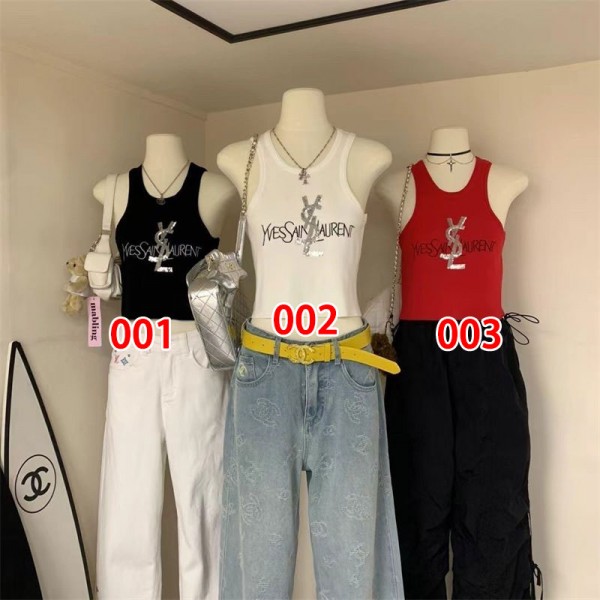 Ysl イブサンローランブランド レディース キャミソール ブロッキングデザイン タンクトップ インナートップス 一枚着OK ノースリーブ スポーツやダンスに最適 XS - L 人気色 おしゃれで着やすい
