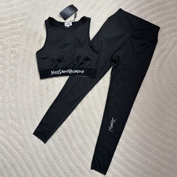 Ysl イヴサンローランブランドヨガウェア スポーツウェア レディース S - XL 揺れない ヨガウェア上下セット おしゃれ トレーニングウェア レディース ヨガウェア カップ付き ヨガの服 レディース ジムウェア 通気性 伸縮性 ハイサポート 吸汗速乾