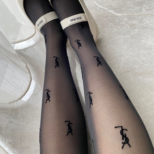 イヴサンローラン YSLストッキング 光沢 ブラック 薄手パンスト ハイブランド ボディライン強調 伝線しにくい パンスト 超極薄 素肌感 オールスルー シアー グロス ウルトラシアー通気性 美脚