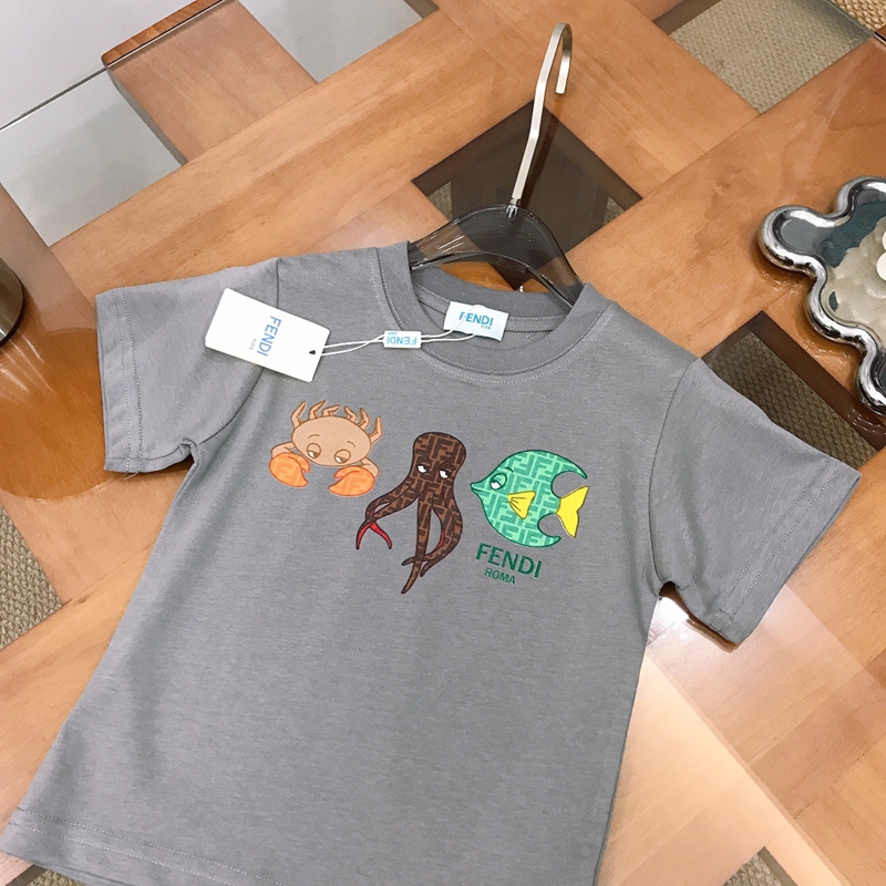 ブランドフェンディ子供tシャツ上着