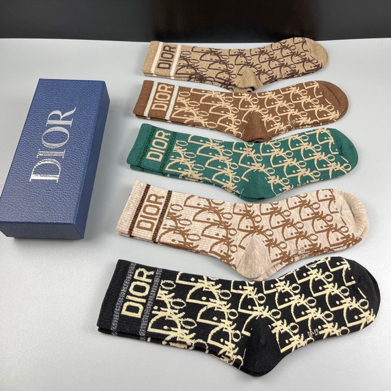 Dior ディオールハイブランド靴下5足セット ストッキング 大人気ミドルソックス 高品質