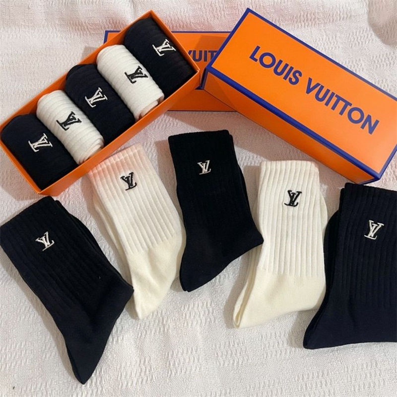 ブランドルイヴィトン綿ソックス 男女兼用 