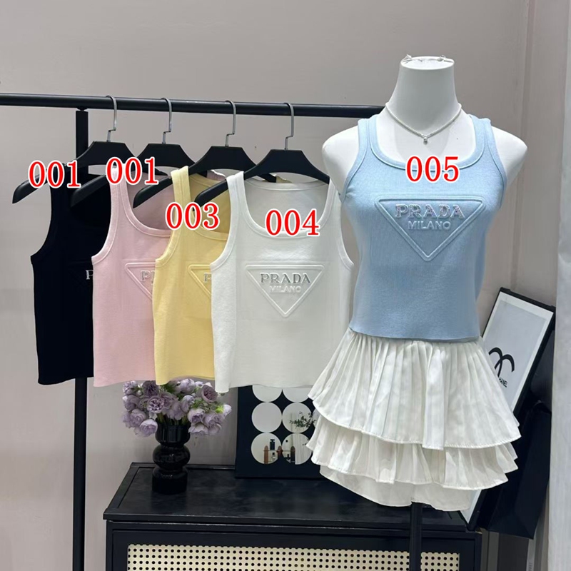 Prada スクエアネックリブニットタンクトップ